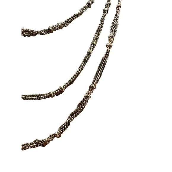 Vintage Crown Trifari Necklace Gold Tone 3 Strand Layered Gold Bead Stations 17" - Picture 2 of 5